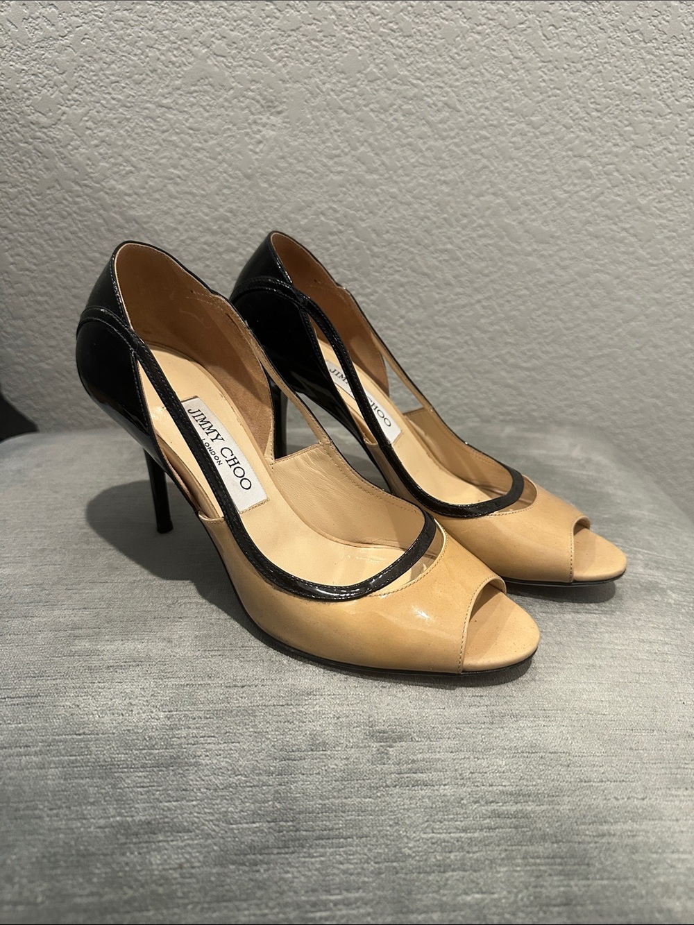 Jimmy Choo Two-Tone Peep-Toe Pumps